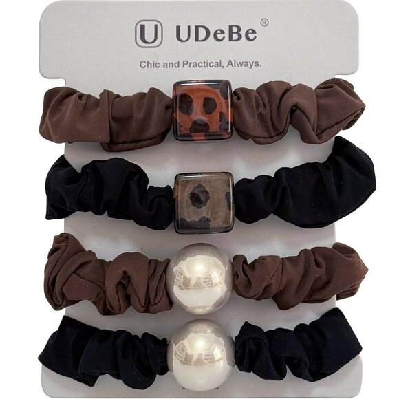 Silk Hair Scrunchies 4-Pack Soft Elegant Faux Pearl Hair Accessories for Women main image 8
